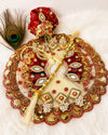 Jaipuri Rajwada Laddu Gopal poshak with pearl and gold embellishments